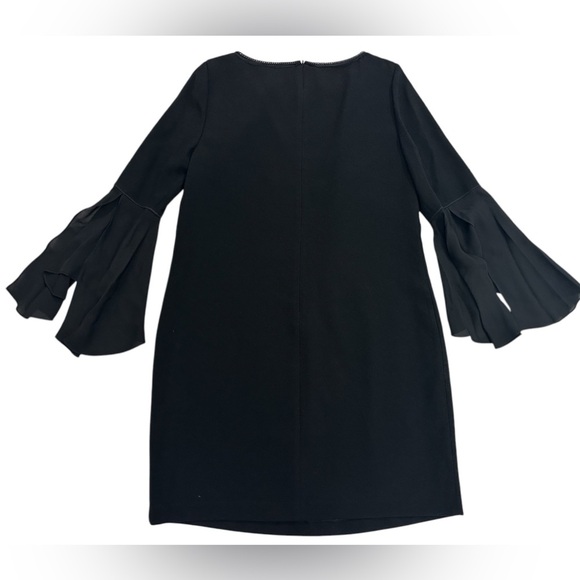 NWT Elie Tahari 3/4 Frayed Silk Sleeve Chain-Trim Sheath Esmarella Dress Blk 14 - Picture 4 of 8